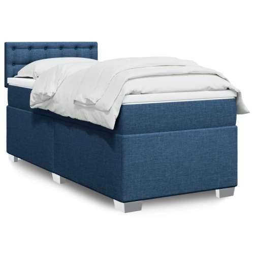 Krevet s oprugama i madracem plavi 90 x 190 cm od tkanine - Plava 90 x 190 cm gumbi Cijena