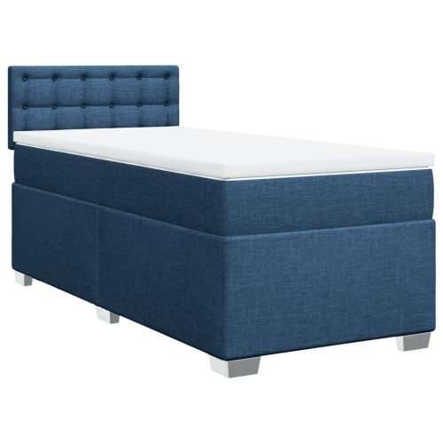 Krevet s oprugama i madracem plavi 90 x 190 cm od tkanine - Plava 90 x 190 cm gumbi Cijena