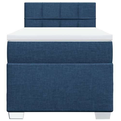 Krevet s oprugama i madracem plavi 90 x 190 cm od tkanine - Plava 90 x 190 cm Blok s kvadratima Cijena
