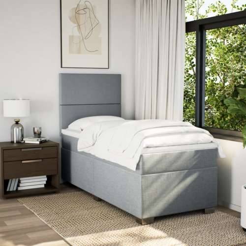 Box spring krevet s madracem svjetlosivi 90x190 cm od tkanine - Svjetlosiva 90 x 190 cm Gladak dizajn Cijena