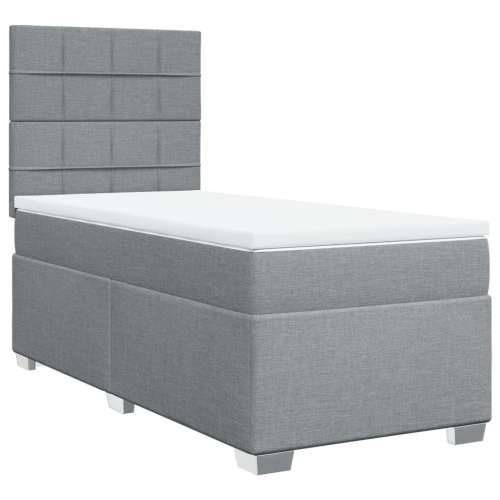 Box spring krevet s madracem svjetlosivi 90x190 cm od tkanine - Svjetlosiva 90 x 190 cm Blok s kvadratima Cijena