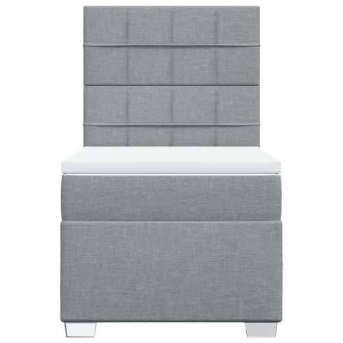 Box spring krevet s madracem svjetlosivi 90x190 cm od tkanine - Svjetlosiva 90 x 190 cm Blok s kvadratima Cijena