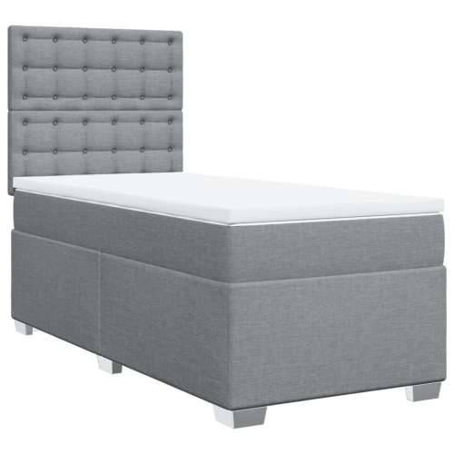 Box spring krevet s madracem svjetlosivi 90x190 cm od tkanine - Svjetlosiva 90 x 190 cm gumbi Cijena