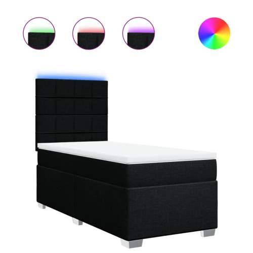 Box spring krevet s madracem crni 80 x 200 cm od tkanine - Crna 80 x 200 cm Blok s kvadratima Cijena