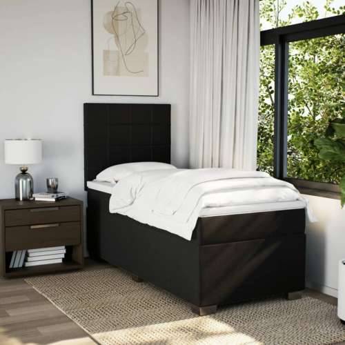 Box spring krevet s madracem crni 80 x 200 cm od tkanine - Crna 80 x 200 cm Blok s kvadratima Cijena