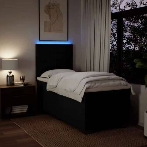 Box spring krevet s madracem crni 80 x 200 cm od tkanine - Crna 80 x 200 cm Blok s kvadratima Cijena