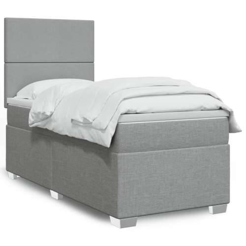 Box spring krevet s madracem svjetlosivi 90x190 cm od tkanine - Svjetlosiva 90 x 190 cm Gladak dizajn Cijena