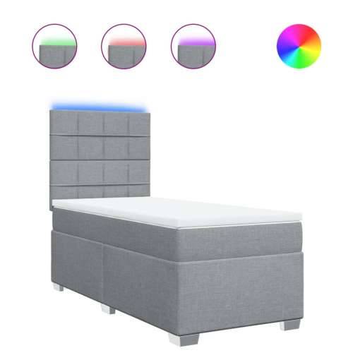 Box spring krevet s madracem svjetlosivi 90x190 cm od tkanine - Svjetlosiva 90 x 190 cm Blok s kvadratima Cijena