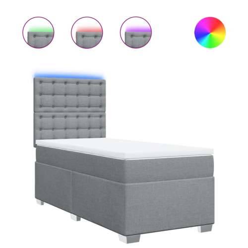 Box spring krevet s madracem svjetlosivi 90x190 cm od tkanine - Svjetlosiva 90 x 190 cm gumbi Cijena