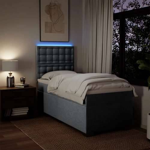 Box spring krevet s madracem svjetlosivi 90x190 cm od tkanine - Svjetlosiva 90 x 190 cm gumbi Cijena