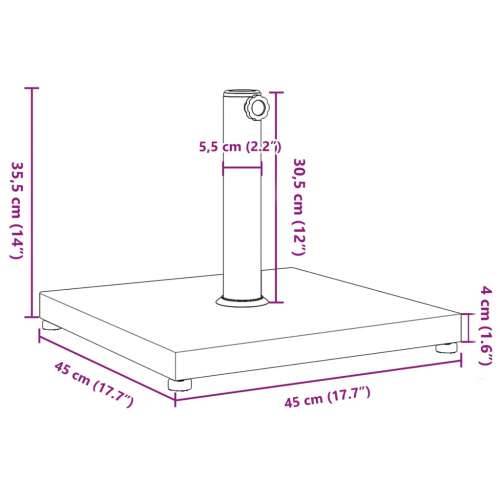Baza suncobrana za stupove Ø 32/38/48 mm 18 kg četvrtasta Cijena