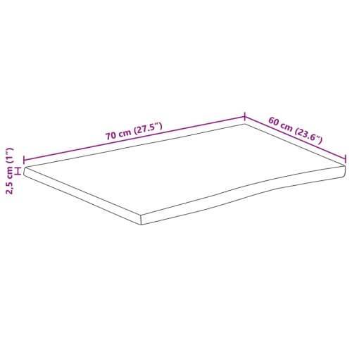 Stolna ploča 70x60x2,5 cm od masivnog drva manga sa živim rubom - Drvo manga (završna obrada od hrastovine) 70 x 60 cm 1 25 mm Cijena
