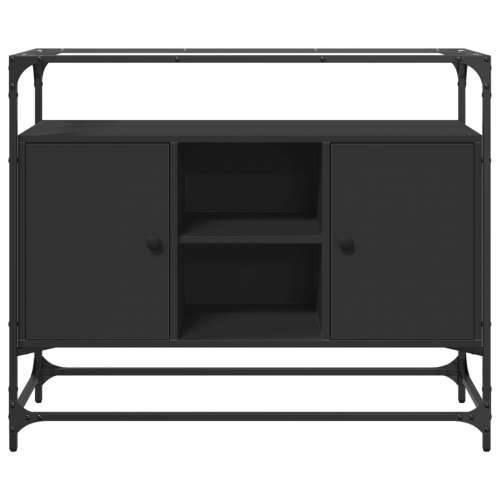 Komoda sa staklenom površinom crna 98x35x81 cm drvena - Crna 1 Cijena