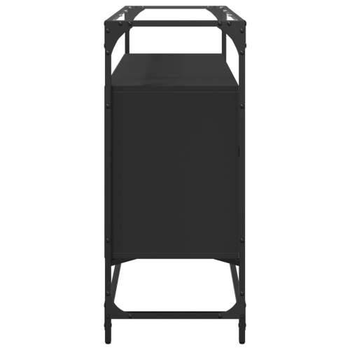 Komoda sa staklenom površinom crna 98x35x81 cm drvena - Crna 1 Cijena