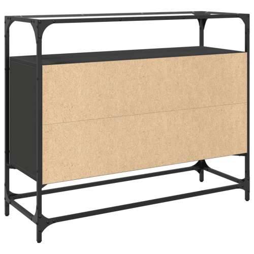 Komoda sa staklenom površinom crna 98x35x81 cm drvena - Crna 1 Cijena