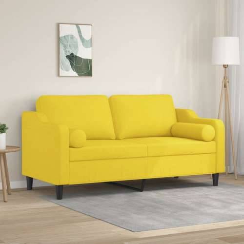 Dvosjed s ukrasnim jastucima svjetložuti 140 cm od tkanine - Svjetložuta 140 cm Cijena