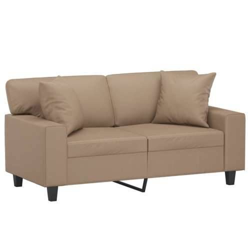 Dvosjed s ukrasnim jastucima boja cappuccina 120cm umjetna koža - Boja cappuccina 120 cm Cijena