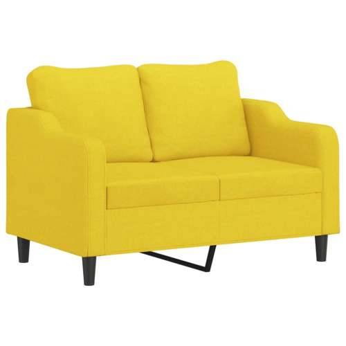 3-dijelni set sofa s jastucima svjetložuti od tkanine - Svjetložuta s jastucima i tabureom Cijena