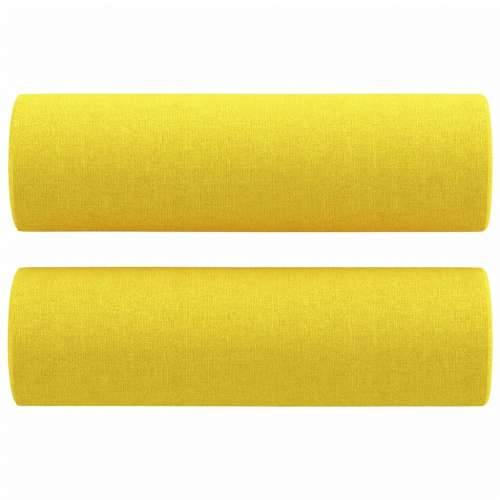 3-dijelni set sofa s jastucima svjetložuti od tkanine - Svjetložuta s jastucima i tabureom Cijena