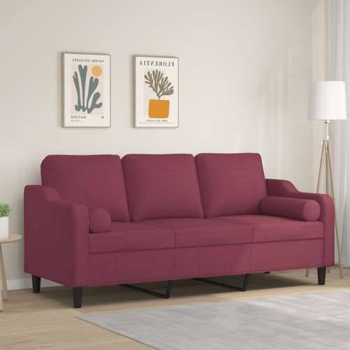 Trosjed s ukrasnim jastucima boja vina 180 cm od tkanine - boja crnog vina 180 cm Cijena