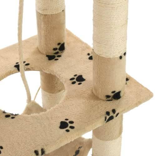 Penjalica za mačke sa stupovima za grebanje od sisala 140 cm bež s uzorkom šapa Cijena