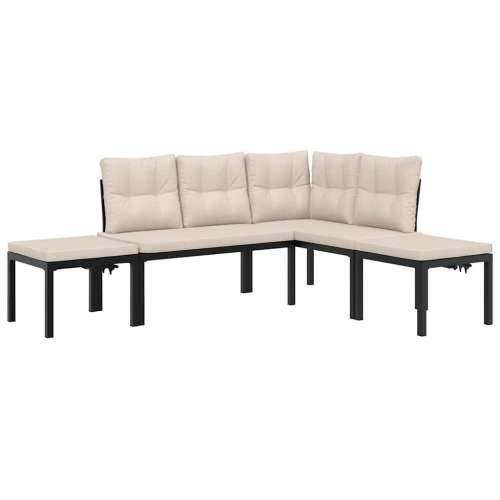 Vrtna garnitura - 4-dijelni set vrtnih sofa s jastucima čelik obložen prahom crni - Sivo-smeđa Bez stola 1 Cijena