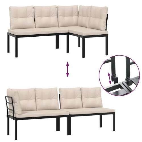 Vrtna garnitura - 4-dijelni set vrtnih sofa s jastucima čelik obložen prahom crni - Sivo-smeđa Bez stola 1 Cijena