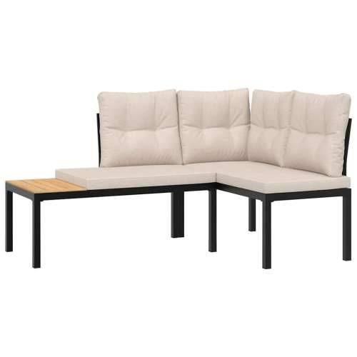 Vrtna garnitura - 5-dijelni set vrtnih sofa s jastucima čelik obložen prahom crni - Sivo-smeđa 1 Cijena