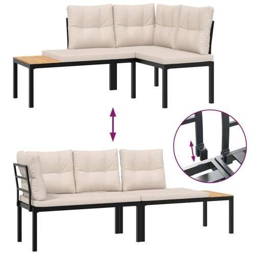 Vrtna garnitura - 5-dijelni set vrtnih sofa s jastucima čelik obložen prahom crni - Sivo-smeđa 1 Cijena