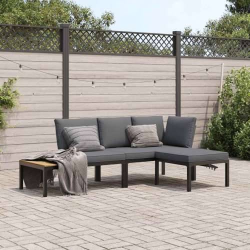 Vrtna garnitura - 3-dijelni set vrtnih sofa s jastucima crni aluminijski - Bez stola 1 Cijena