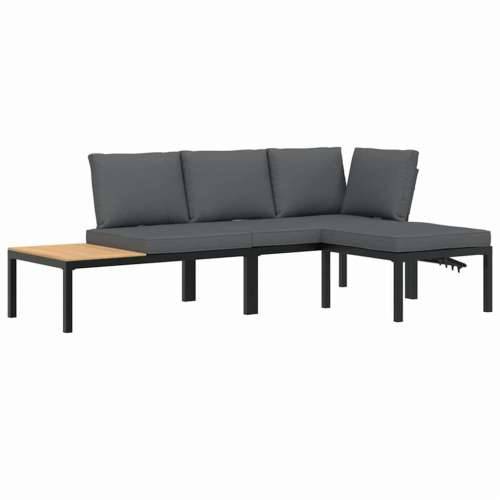 Vrtna garnitura - 3-dijelni set vrtnih sofa s jastucima crni aluminijski - Bez stola 1 Cijena