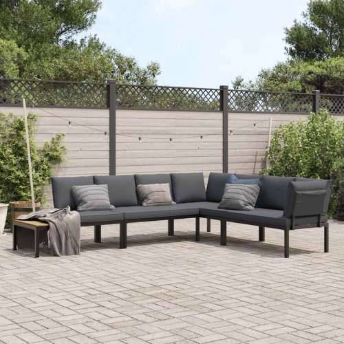 Vrtna garnitura - 4-dijelni set vrtnih sofa s jastucima crni aluminijski - Bez stola 1 Cijena