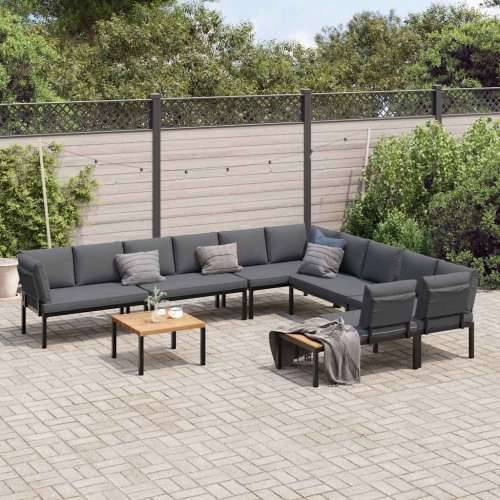 Vrtna garnitura - 7-dijelni set vrtnih sofa s jastucima crni aluminijski - Sa stolom 1 Cijena