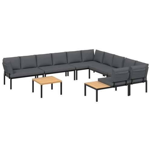 Vrtna garnitura - 7-dijelni set vrtnih sofa s jastucima crni aluminijski - Sa stolom 1 Cijena