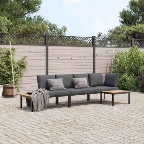Vrtna garnitura - 3-dijelni set vrtnih sofa s jastucima crni aluminijski - Bez stola 1 Cijena