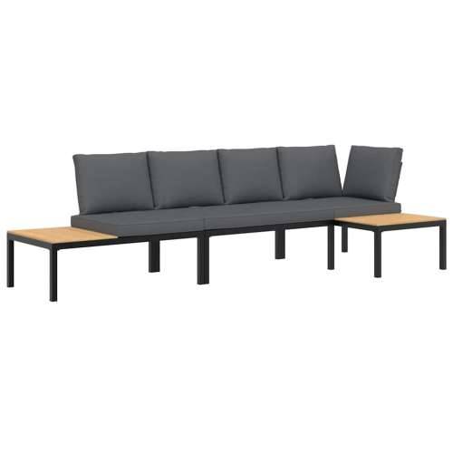 Vrtna garnitura - 3-dijelni set vrtnih sofa s jastucima crni aluminijski - Bez stola 1 Cijena