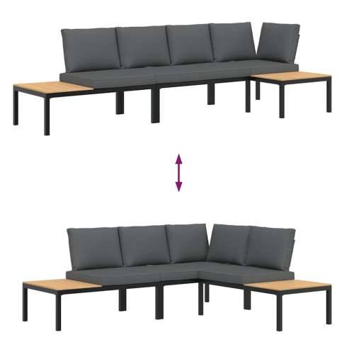 Vrtna garnitura - 3-dijelni set vrtnih sofa s jastucima crni aluminijski - Bez stola 1 Cijena