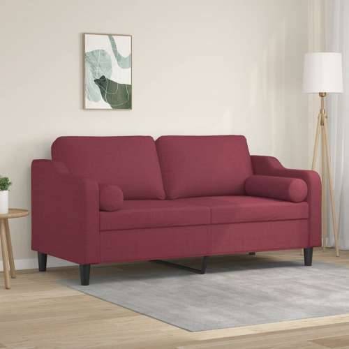 Dvosjed s ukrasnim jastucima boja vina 140 cm od tkanine - boja crnog vina 140 cm Cijena