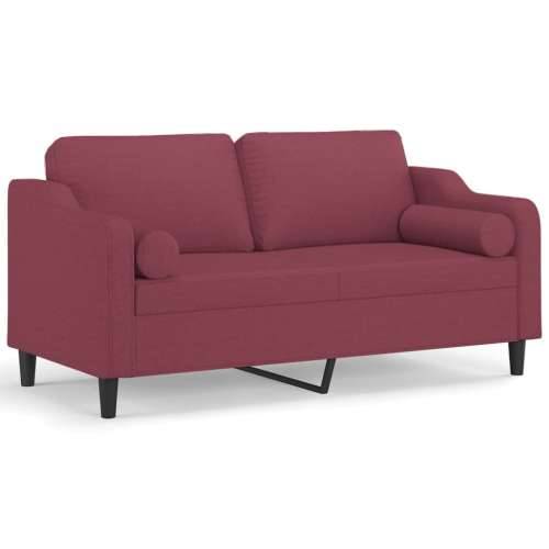 Dvosjed s ukrasnim jastucima boja vina 140 cm od tkanine - boja crnog vina 140 cm Cijena