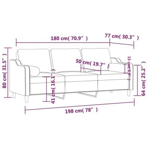 Trosjed s ukrasnim jastucima svjetložuti 180 cm od tkanine - Svjetložuta 180 cm Cijena