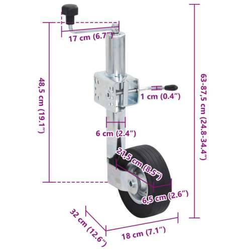 Potporni kotač za prikolicu 60 mm 2 potporne cijevi 3 stezaljke - 63-87.5 cm 1 Potporni kotač + stezaljka Cijena