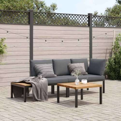 Vrtna garnitura - 3-dijelni set vrtnih sofa s jastucima crni aluminijski - Sa stolom 1 Cijena
