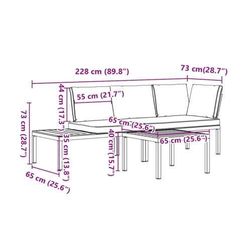 Vrtna garnitura - 3-dijelni set vrtnih sofa s jastucima crni aluminijski - Sa stolom 1 Cijena
