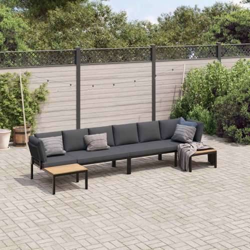 Vrtna garnitura - 4-dijelni set vrtnih sofa s jastucima crni aluminijski Cijena