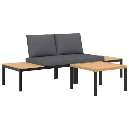 Vrtna garnitura - 3-dijelni set vrtnih sofa s jastucima crni aluminijski - Sa stolom 1 Cijena