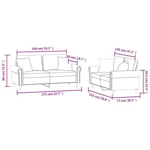 2-dijelni set sofa s jastucima tamnozeleni baršunasti - Tamnozelena s jastučićima Cijena