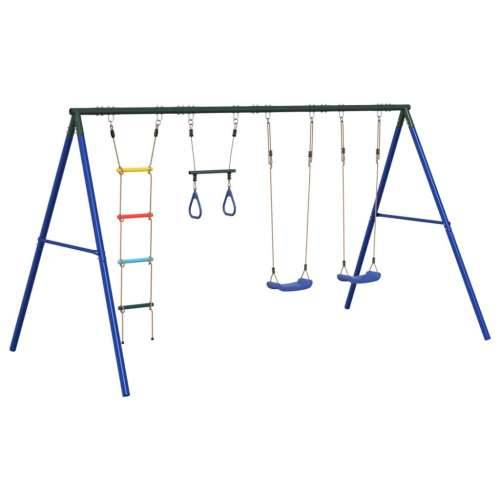Vanjski set s ljuljačkama, trapezom i ljestvama - Plava 1 2 x sjedalo ljuljačke + trapez + ljestve Cijena