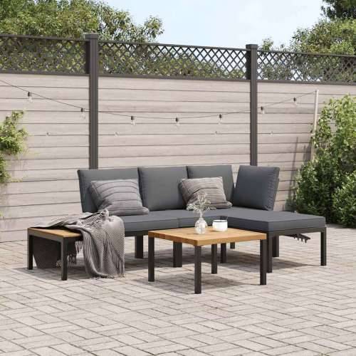 Vrtna garnitura - 4-dijelni set vrtnih sofa s jastucima crni aluminijski - Sa stolom 1 Cijena