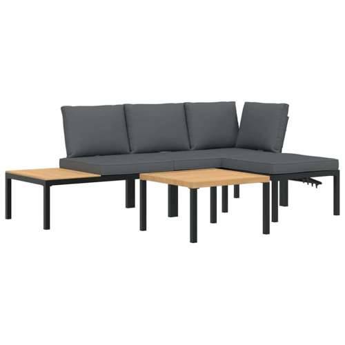 Vrtna garnitura - 4-dijelni set vrtnih sofa s jastucima crni aluminijski - Sa stolom 1 Cijena