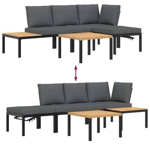 Vrtna garnitura - 4-dijelni set vrtnih sofa s jastucima crni aluminijski - Sa stolom 1 Cijena